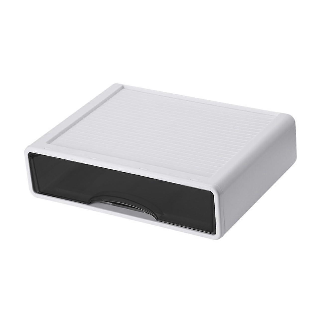 Plastic Desk Organizer Office Drawer Box Stationery Storage Container White Pp Material