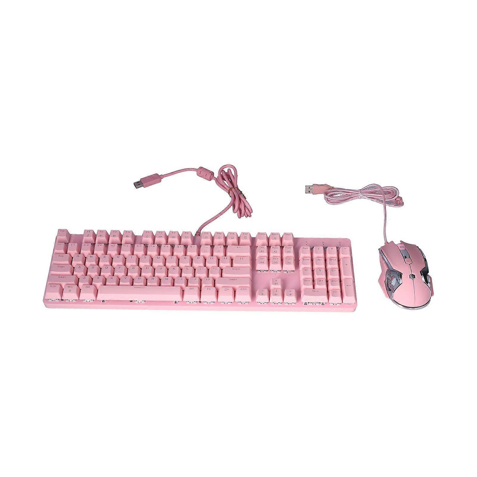 Mechanical Keyboard Ergonomic 104 Key 22 Lighting Effects High Sensitivity Pink Gaming Keyboard for Gamers PC