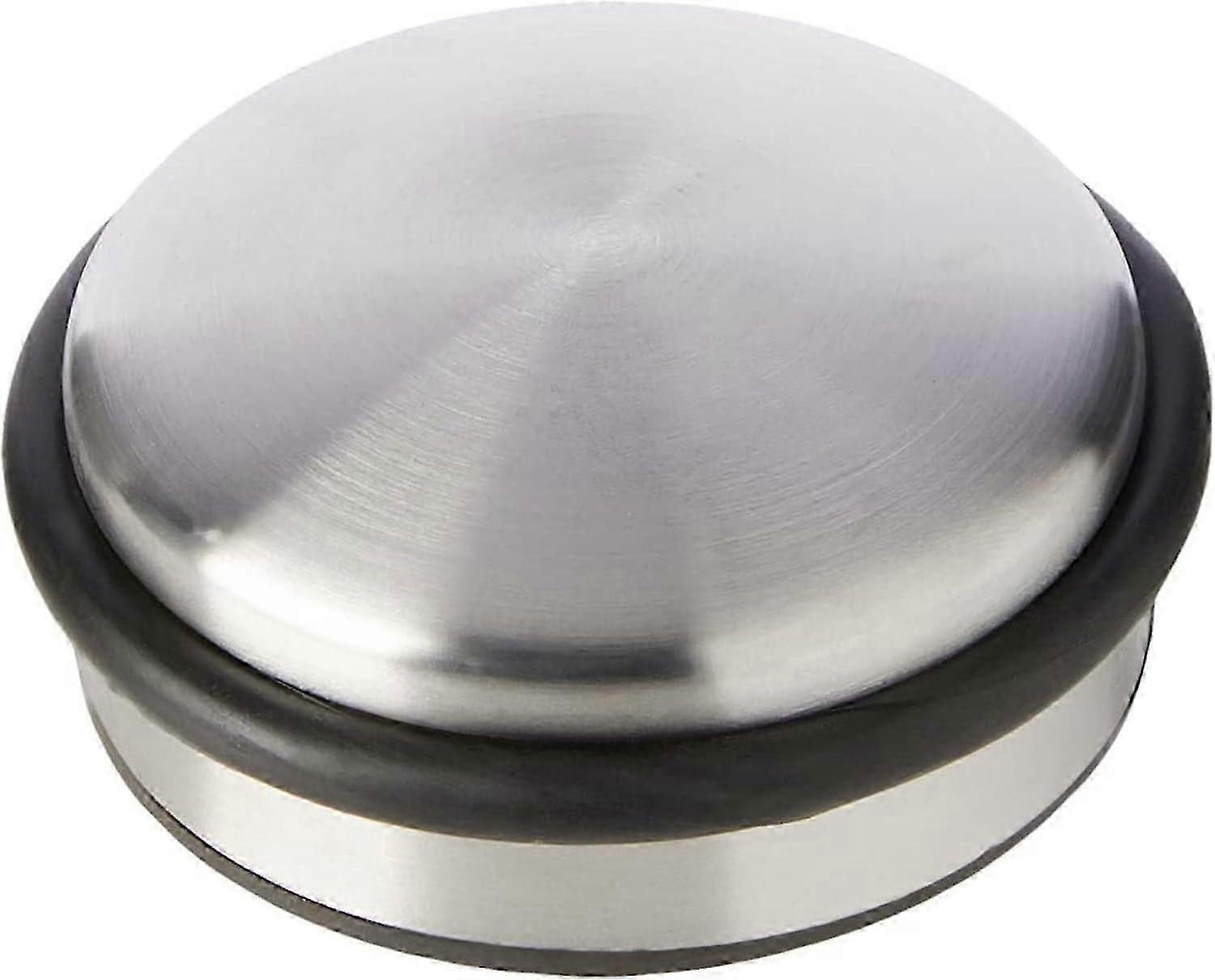Heavy Duty Door Stop with Bumper Rubber Buffer Ring Satin Nickel 10cm