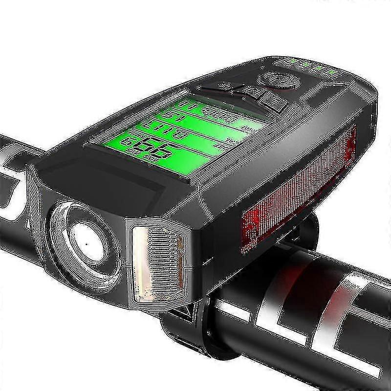Usb Rechargeable Bike Light With Speedometer Bike Computer - Powerful Front & Rear Light For Mtb, Cycling, And Mountain Biking-hy