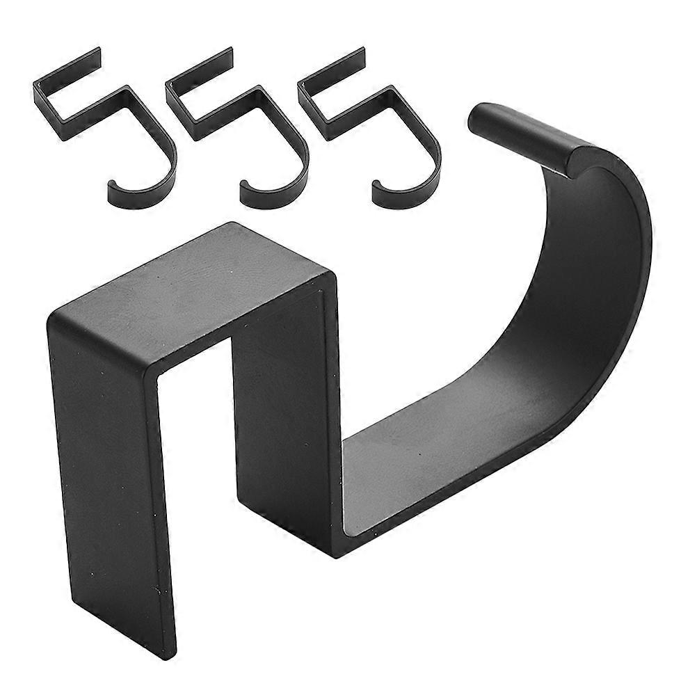 Portable Desk Bag Hanger with Creative Number 5 Design for School Office Use Black Aluminum Alloy 4 Pieces