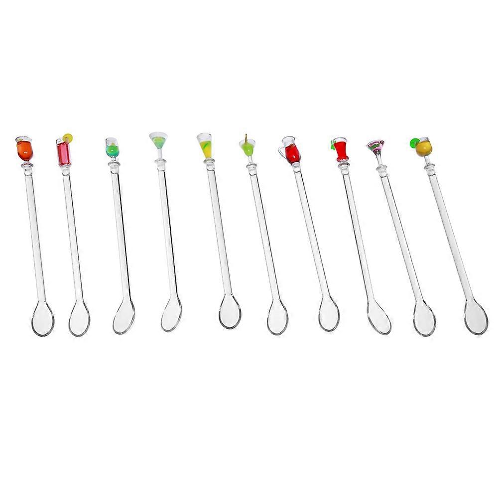 Swizzle Sticks For Cocktails 10Pcs Random Style Long Spoon Bar Accessories For Home Use Coffee Shops 23cm Stirring
