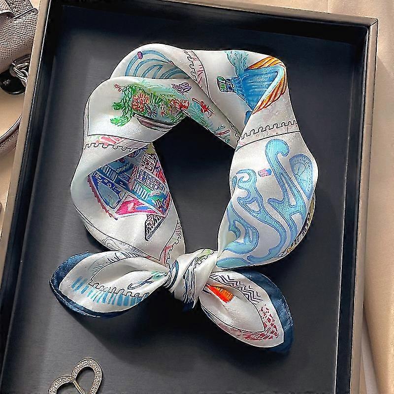 Silk satin scarf print scarf