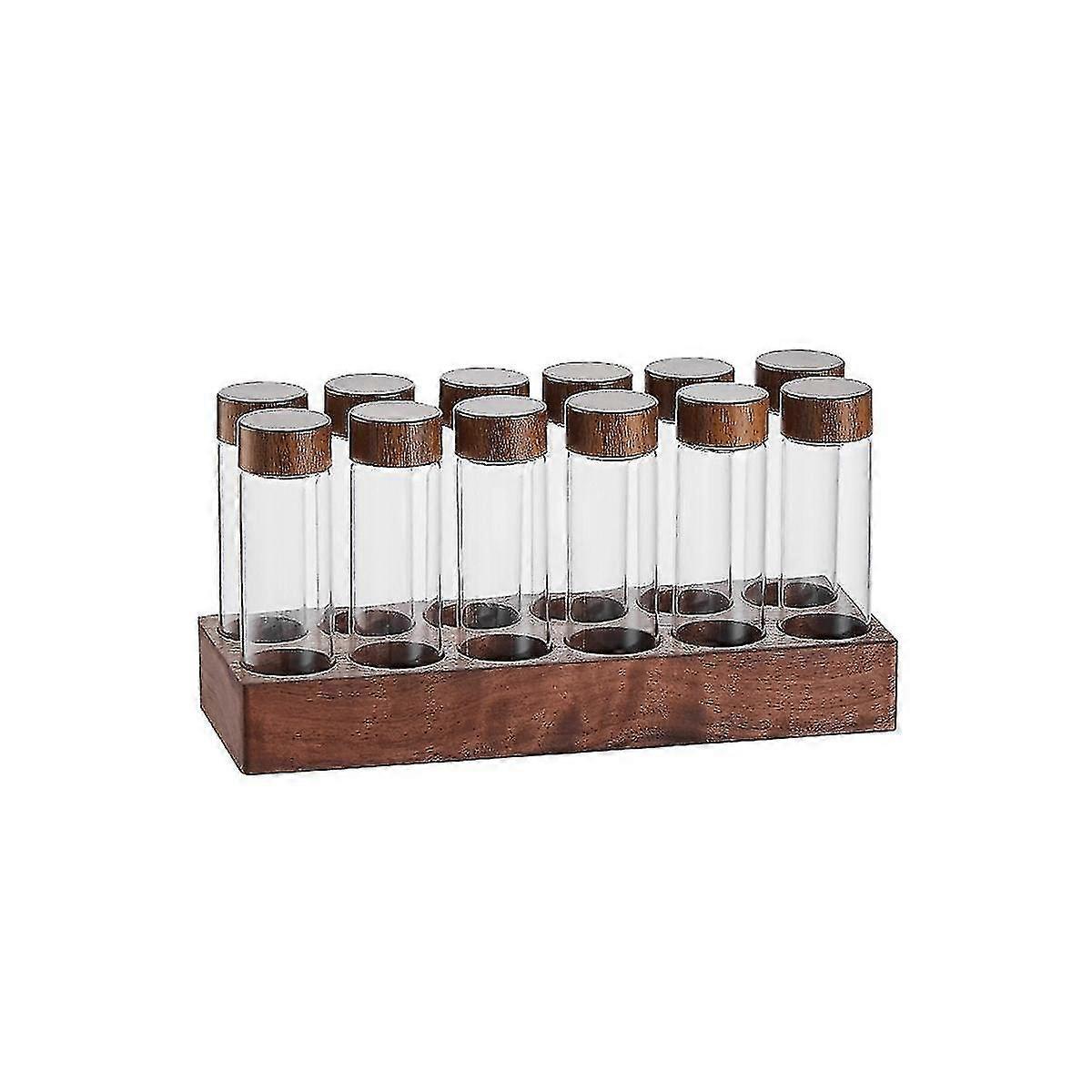 2025 Bohnenglas Stora Behälter Display Rack Walnuss Teeröhre Flasche Zubehör T
