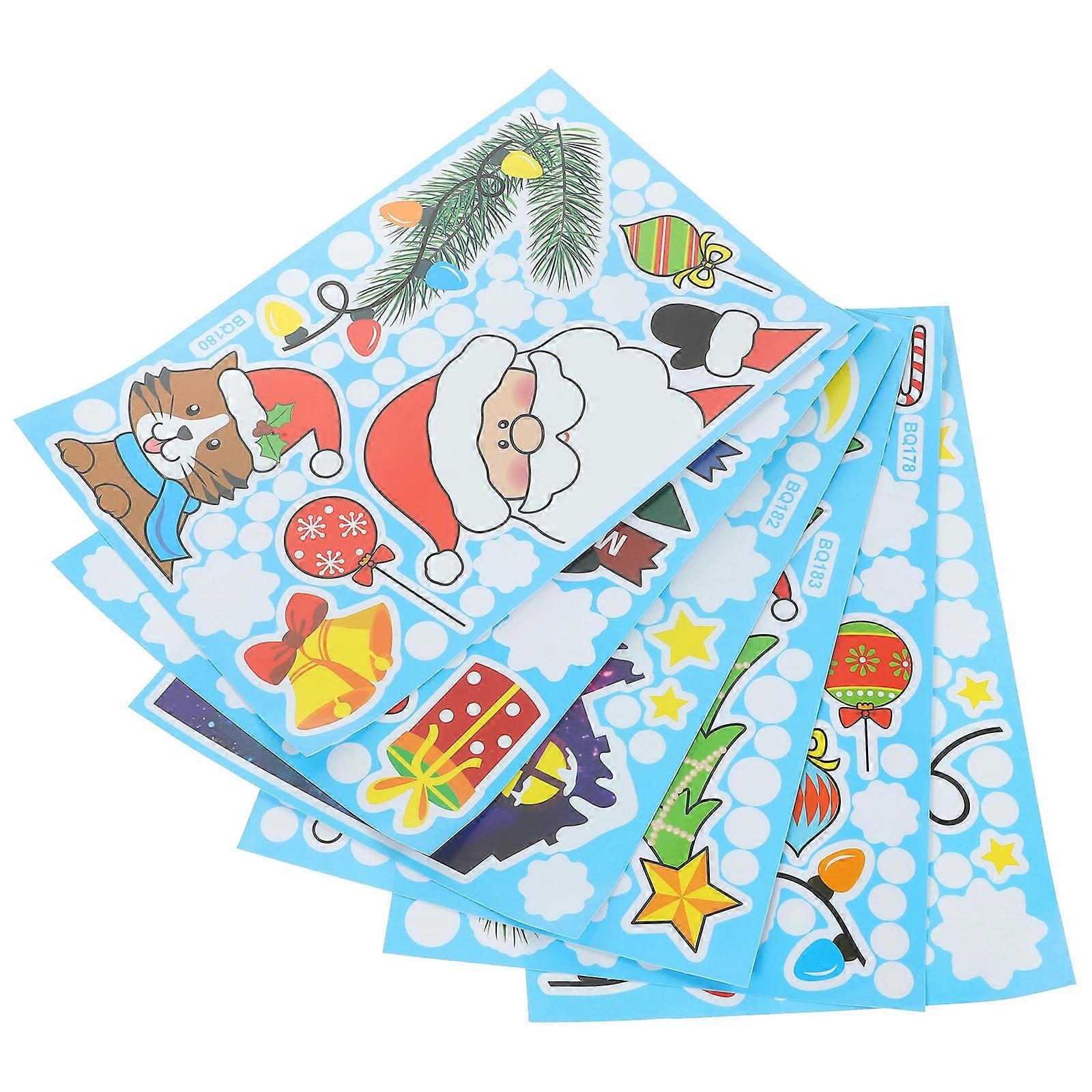 Static Xmas Window Clings Christmas Window Clings for Decoration 6Pcs PVC