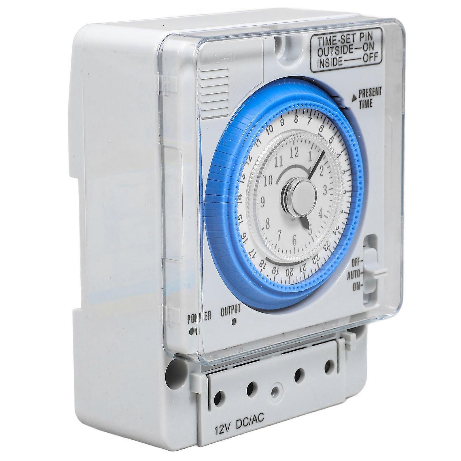 Precise Timer Mechanical Time Control Switch Portable Timer Durable Time Switch Timing Mechan for Home Kitchen (White 12VAC/DC)