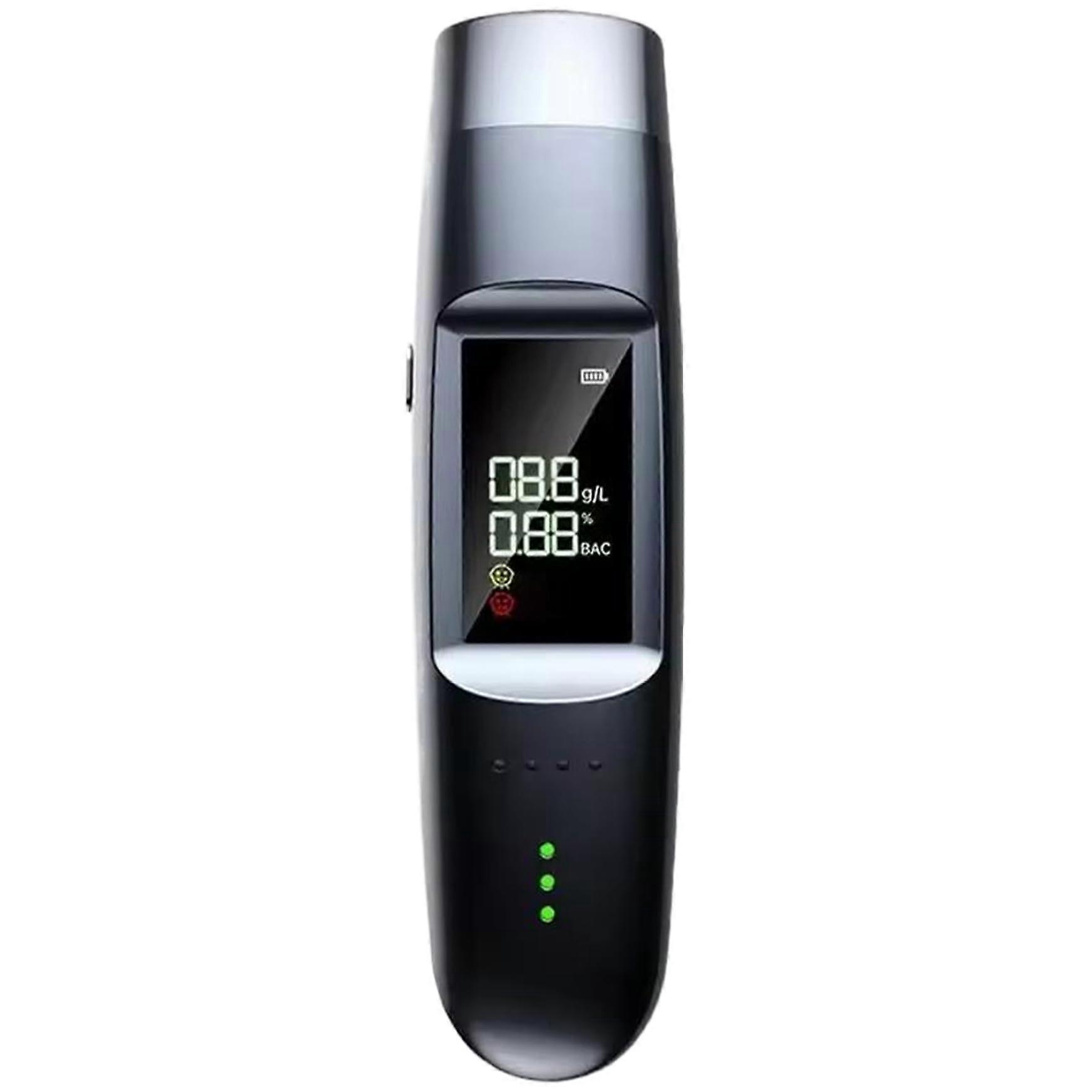 Alcohol Breathalyzer 0.0000.199% BAC LED Screen TypeC Rechargeable Portable With Cap Green Yellow Red Indicator