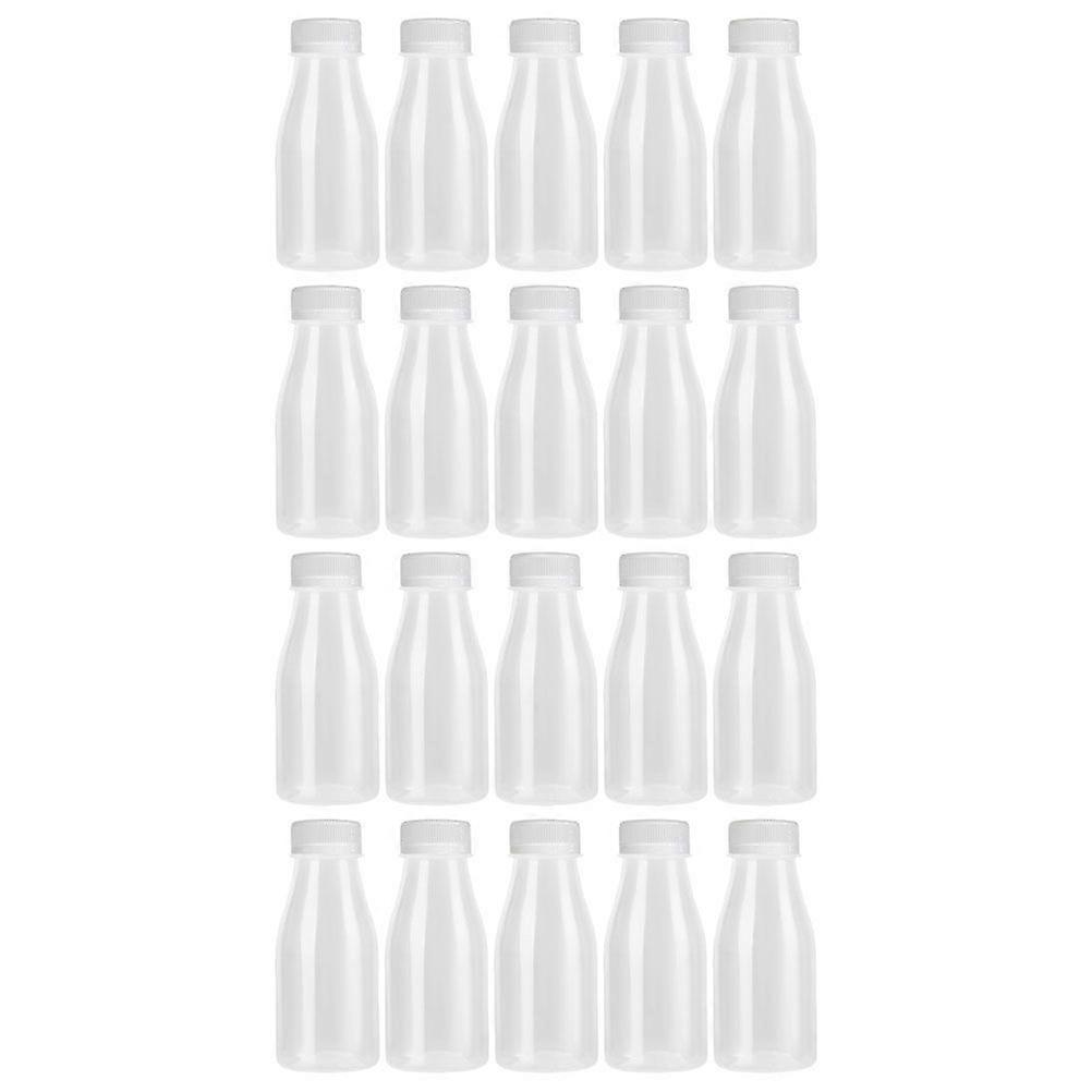 20pcs Milk Bottles with Lids Transparent Yogurt Bottles Multipurpose Beverage Bottles