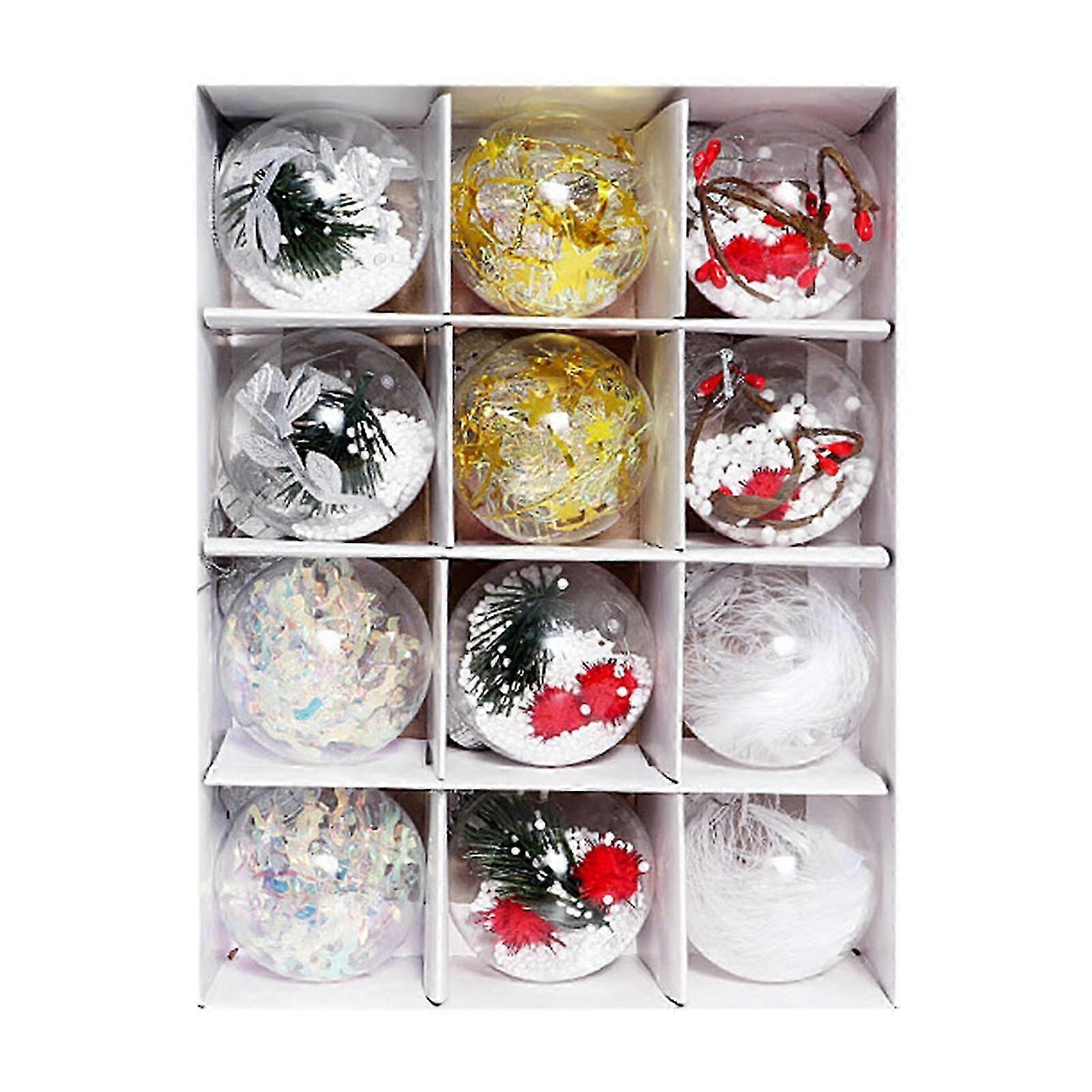 12PCS Christmas Ball Ornaments for Trees - Assorted Styles for Festive Decorations