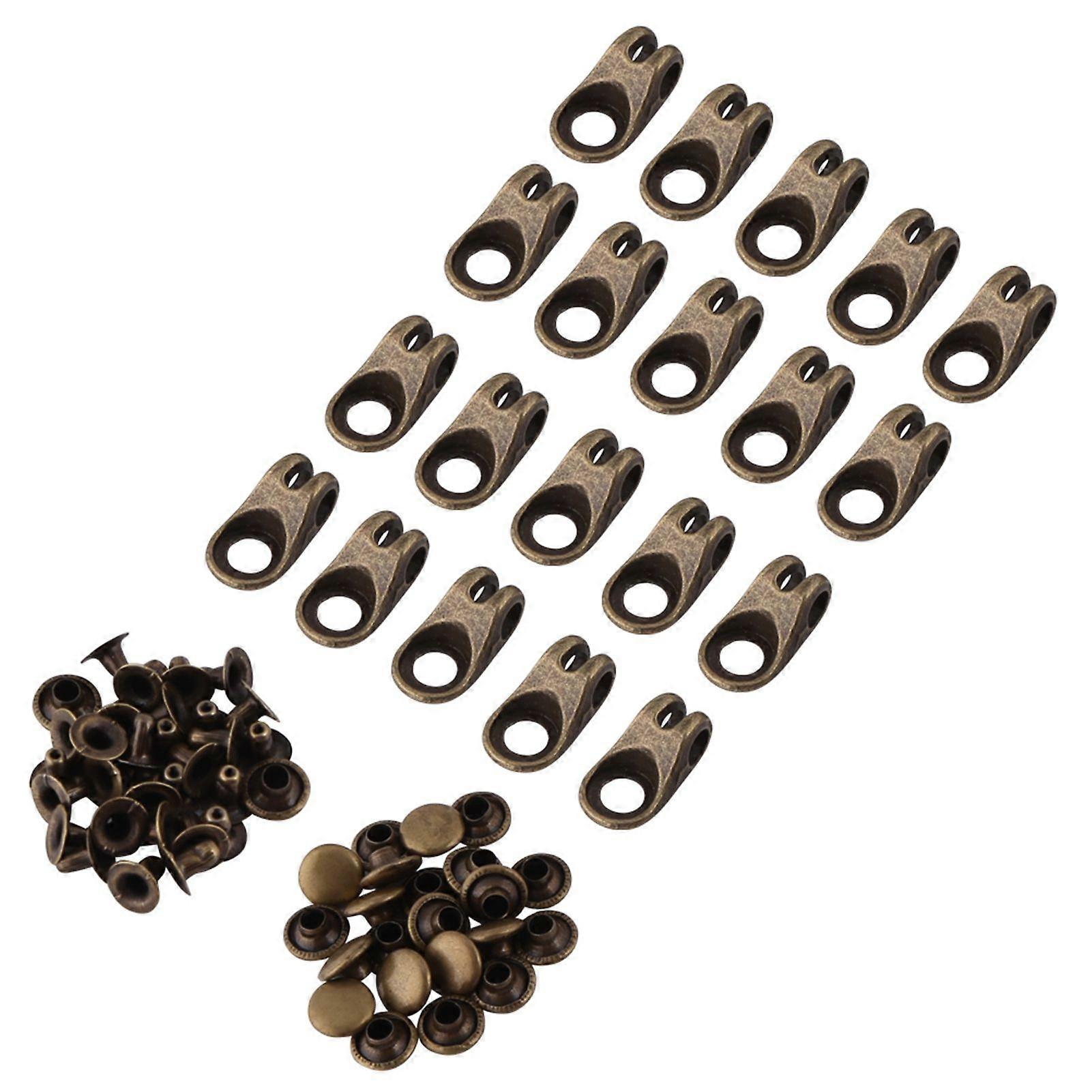 20x Boot Lace Hooks Lace Fittings Buckles With Rivets for Repair/Camp/Hike/Climb (bronze)