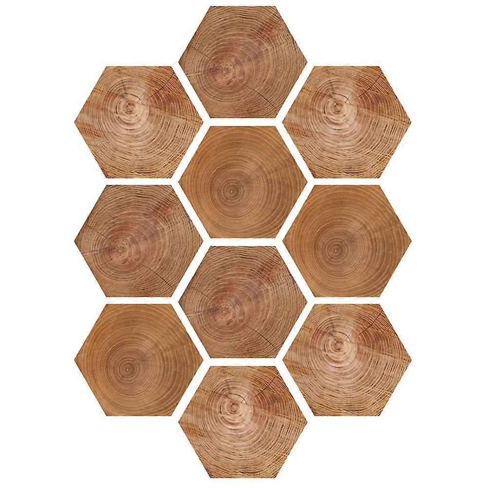 3D Floor Sticker Tree Ring Pattern Tile Sticker for Decoration 10Pcs Set
