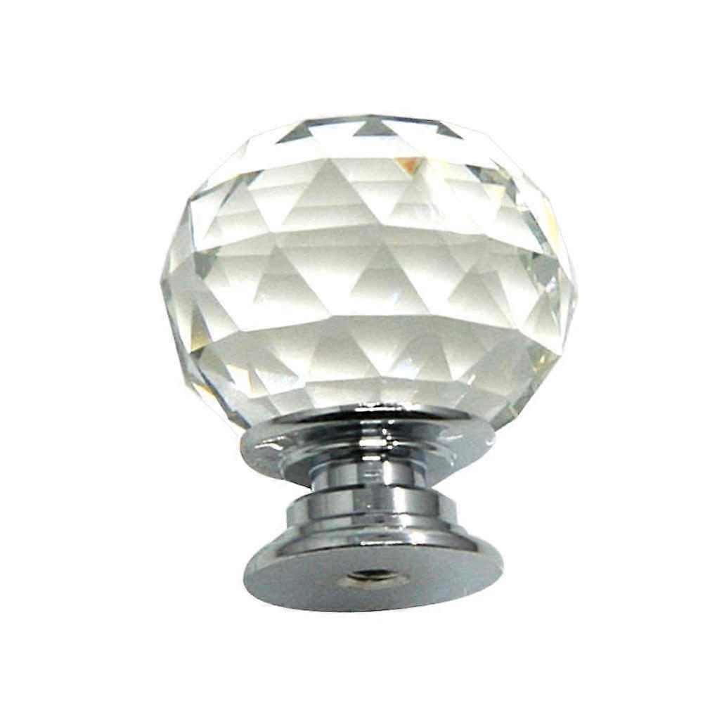 Crystal Glass Handle Spherical Drawer Pull Knob Single Hole Furniture Cabinet Handle - Pink - 40mm