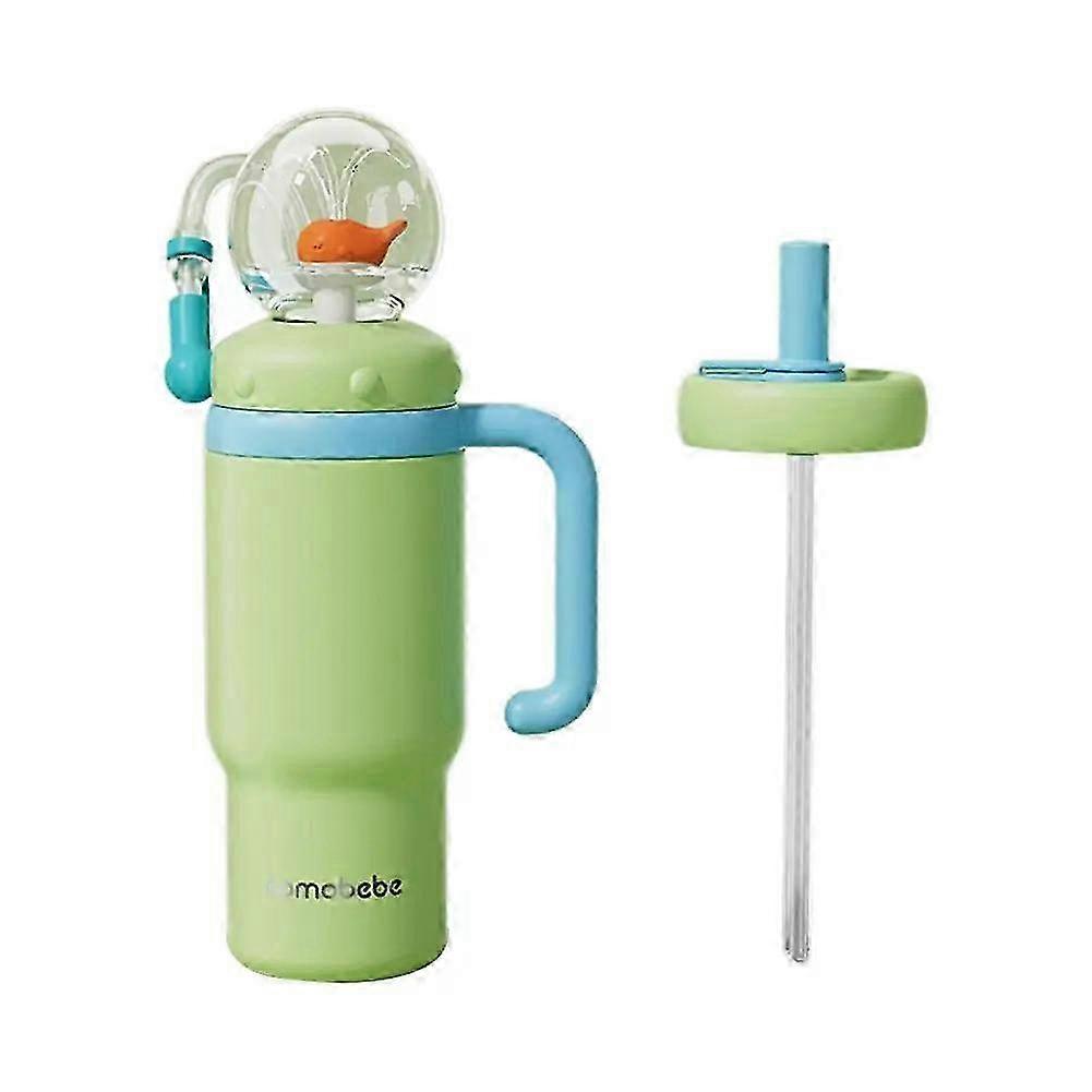 Creative Gift Double Drinking Lid Whale Fountain Tumbler Leak Proof Widened Handle Whale Cup 710ml Insulated Water Bottle