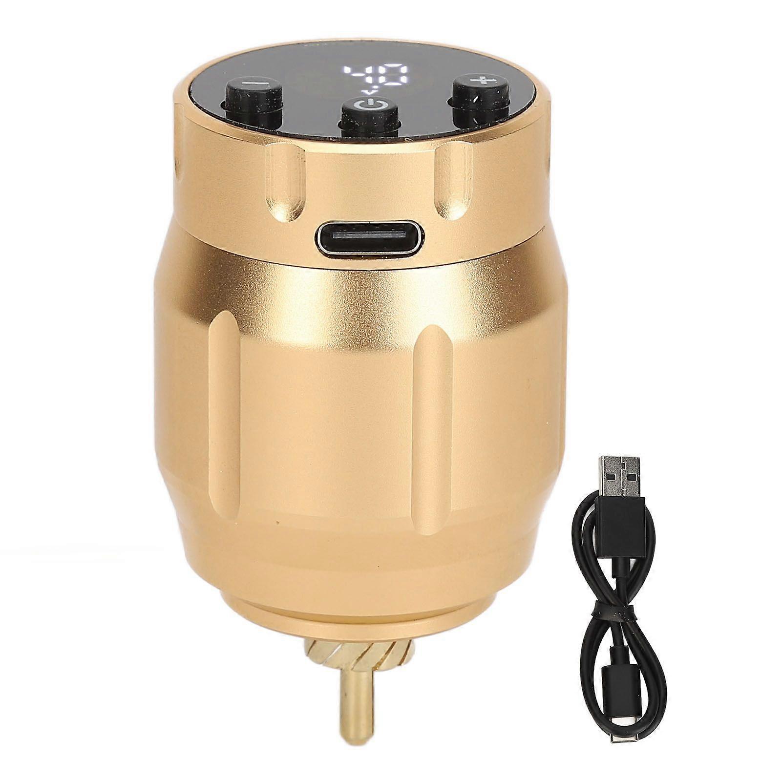 Tattoo Wireless Power Supply 1500mAh Battery RCA Interface Digital Display Tattoo Pen Power Supply with USB Charging Cable Gold