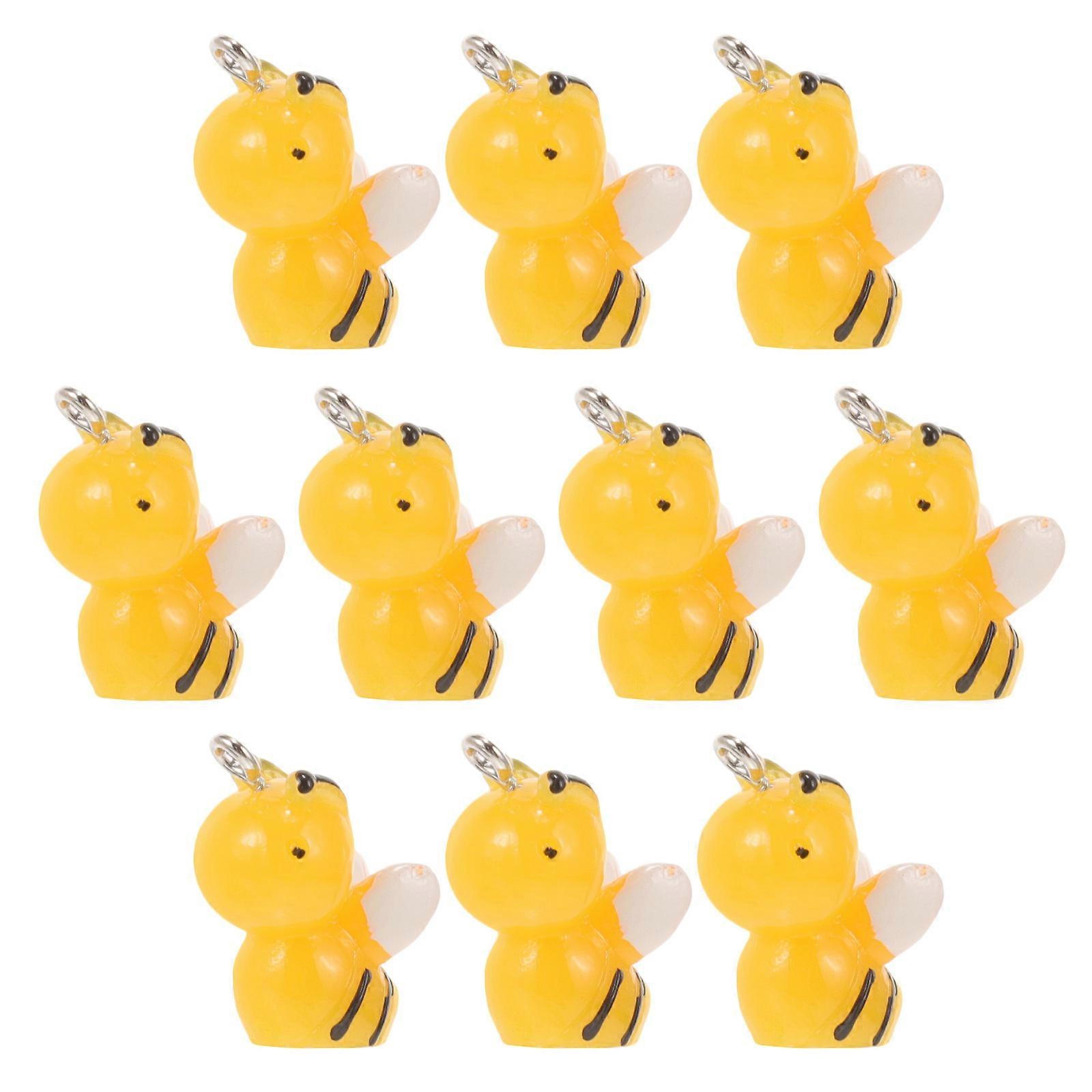 Bee Charm for Crafts Resin Pendant Featuring 10Pcs Yellow Set