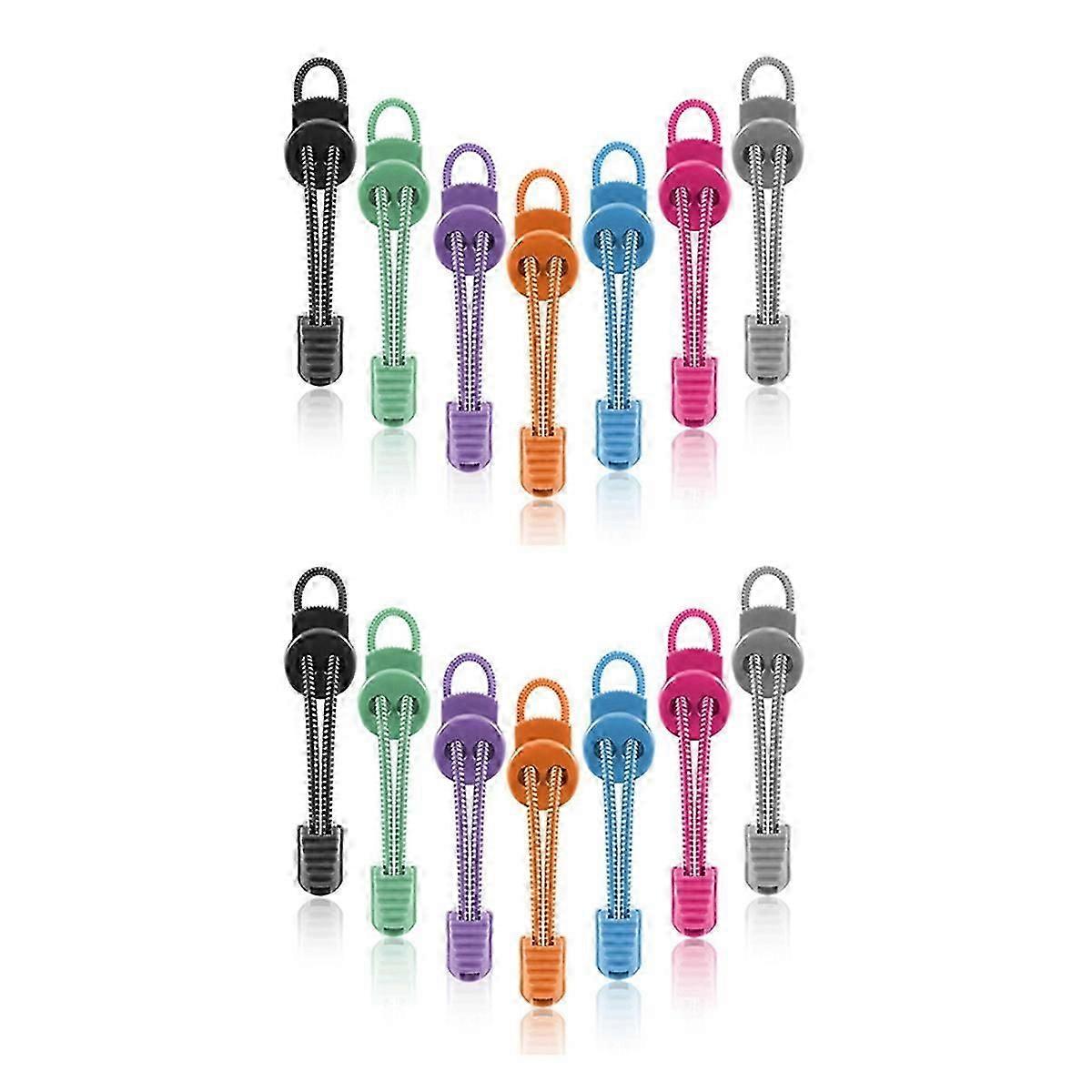 7Pair Shoelaces for Sneaker Elastic Stretching Lock Lazy Laces Quick Rubber Shoelace Round Shoestrings