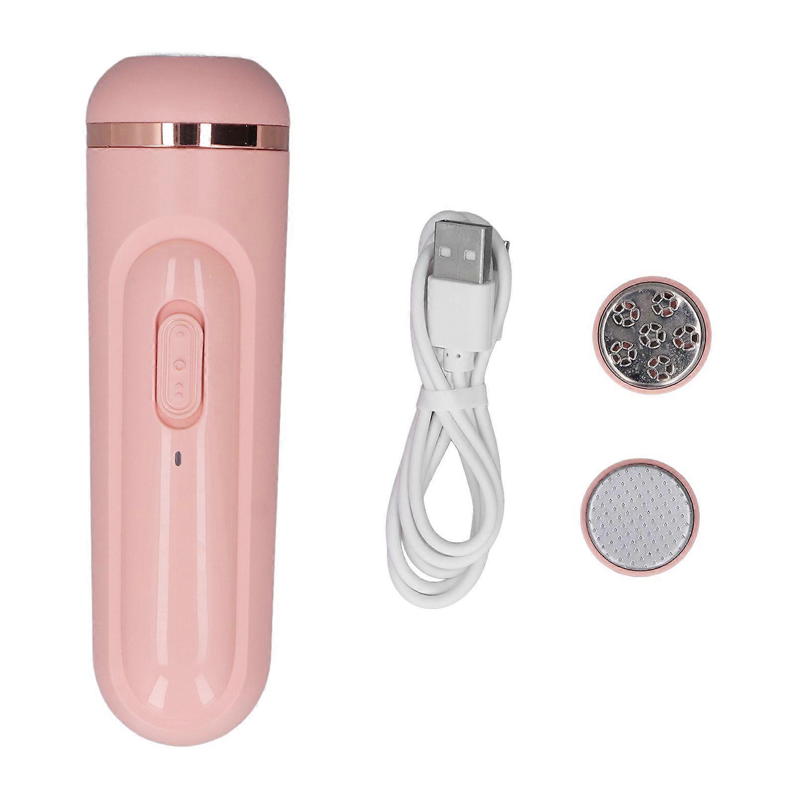 Electric Feet Callus Grinder Remove Dead Skin Rechargeable Foot File Pedicure Tool with Two Head Pink