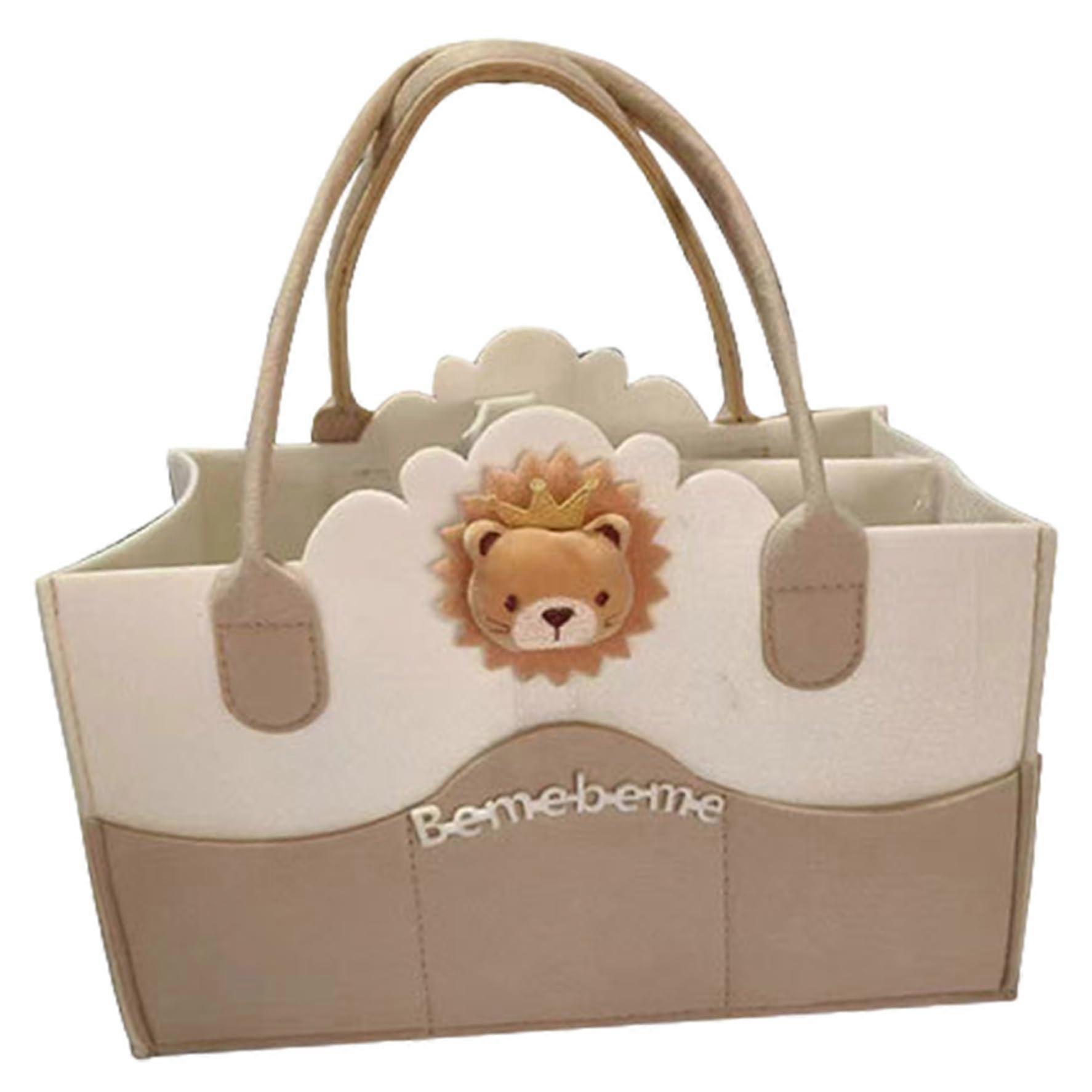 Baby Caddy Organizer Thickened Cartoon Felt Multifunctional Portable Diaper Caddy Nursery Storage Bag For Mom And Kids