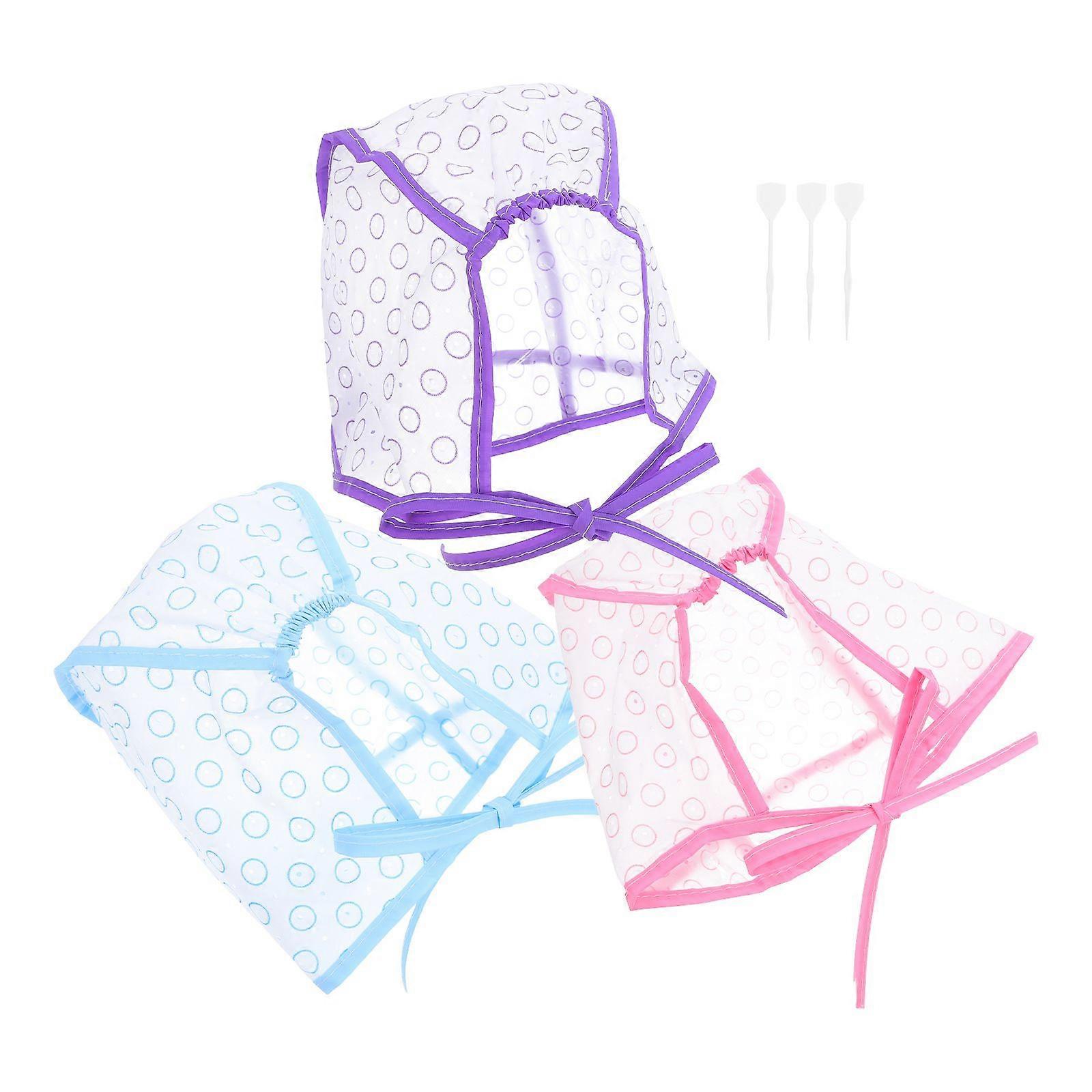 3 Sets Highlighting Cap and Hooks Professional Hair Dyeing Tools Kit For Salon And Home Use Reusable Hair Coloring Cap With Crochet Hooks