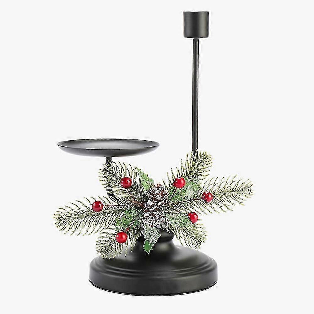 Christmas Candlestick With Pine Needles Decor High Quality Smooth Finish Ornament