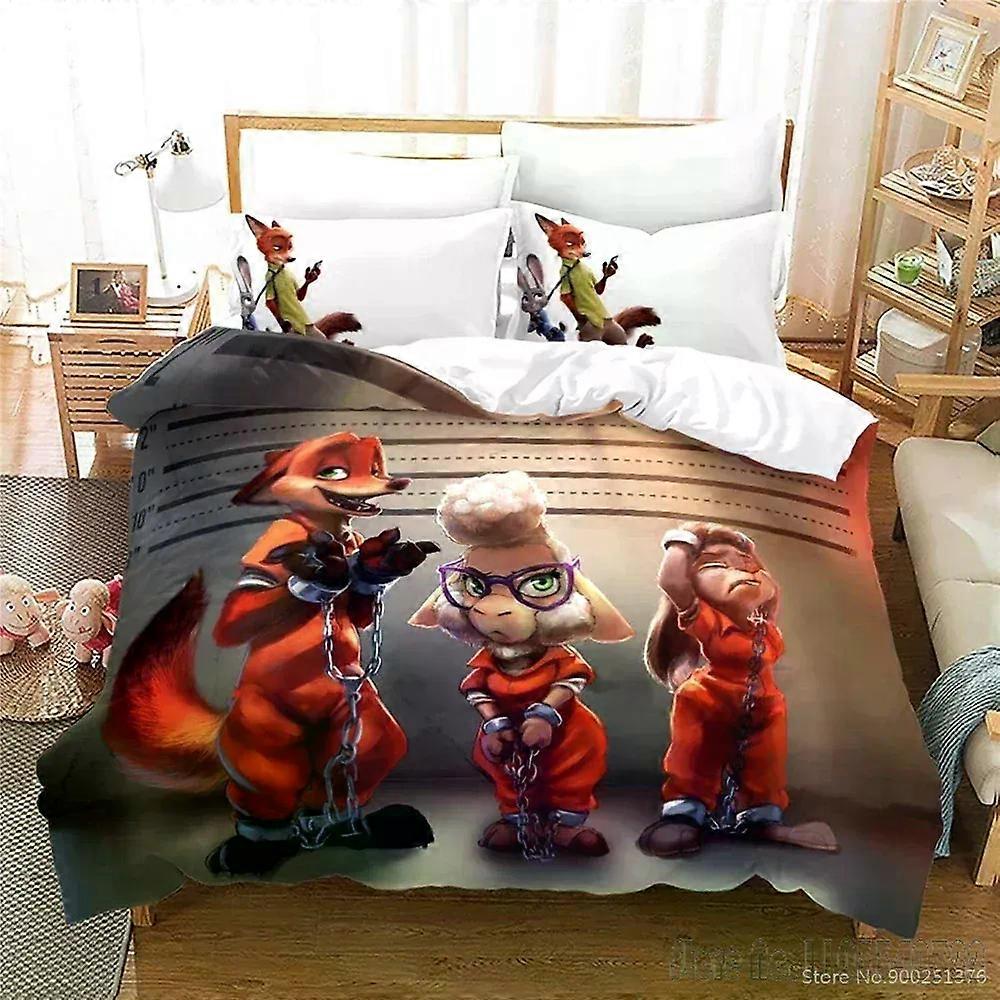 PIN2781 Cartoon Zootopia Zootropolis 3d Printed Duvet Cover Set HD Comforter Cover Bedclothes for Kids Bedding Sets Bedroom Decor