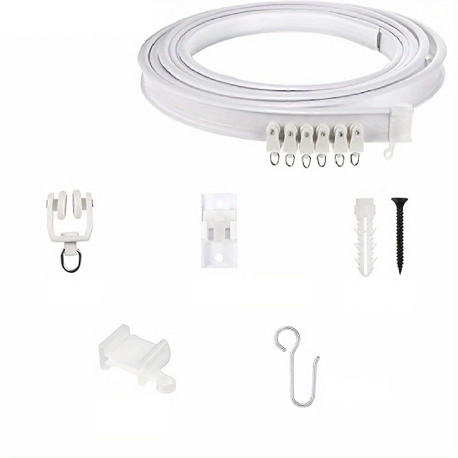 Flexible Bendable Ceiling Curtain Track System 164Ft White Plastic U-Shaped Sliding Rail for RVs Window Room Dividers 28X22CM