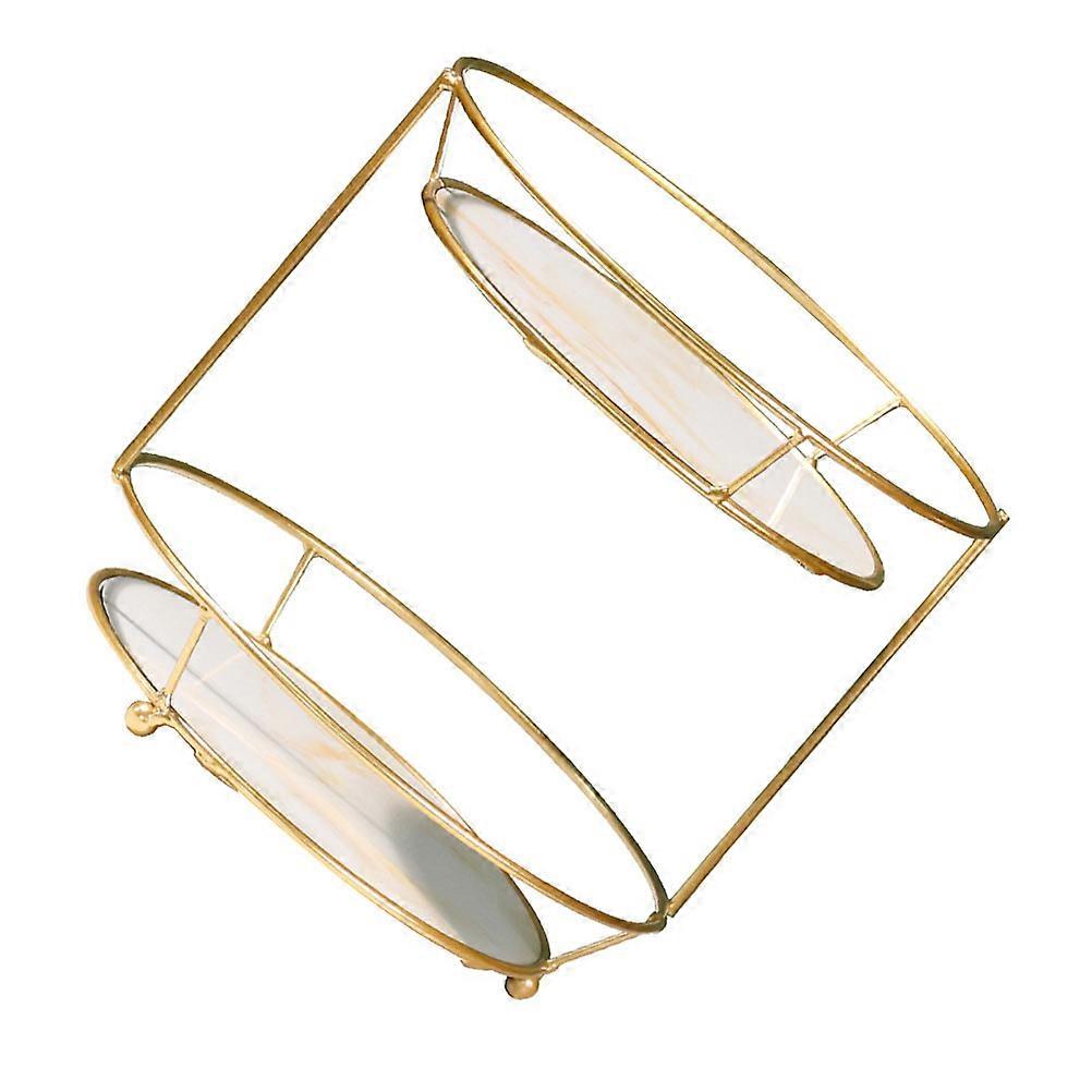Golden Double-Layer Storage Rack for Storage Use with 2Pcs Metal Marble