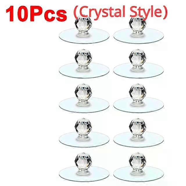 10/2PCS Transparent Crystal Door Knobs Cabinet Drawer Door Knobs Handles Self-adhesive Handle with Hook Function Door Wall Decor