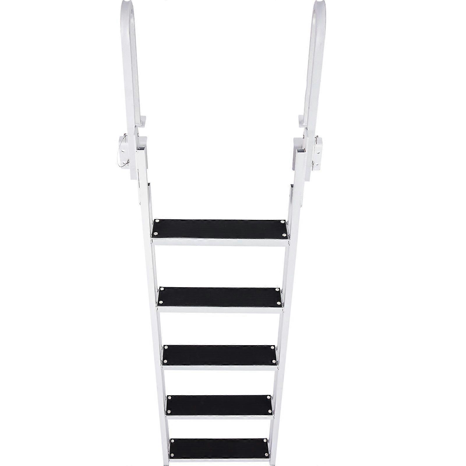 Dock Ladder Flip Up 5 Steps, 350lbs Load Capacity,with 4" Wide Step & Nonslip Rubber Mat,Swimm Step Ladder for Ship/Lake/Pool