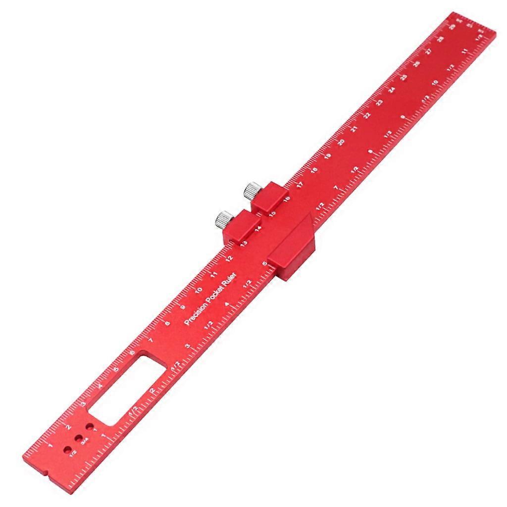 Woodworking Ruler Precision Pocket Rule Metal Slide Stop Marking Ruler Metric Inch Measuring Wood Working Scribing Ruler