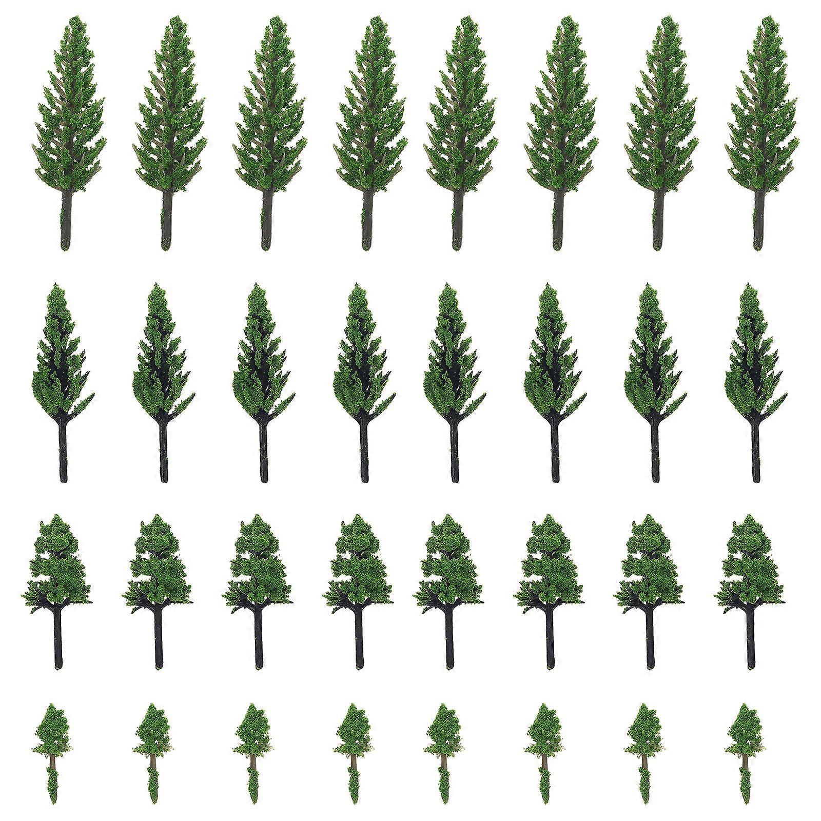 Pine Tree Models 50Pcs Miniature Landscape Scene Decoration Green Plastic DIY Props For Model Making and Sand Table Design
