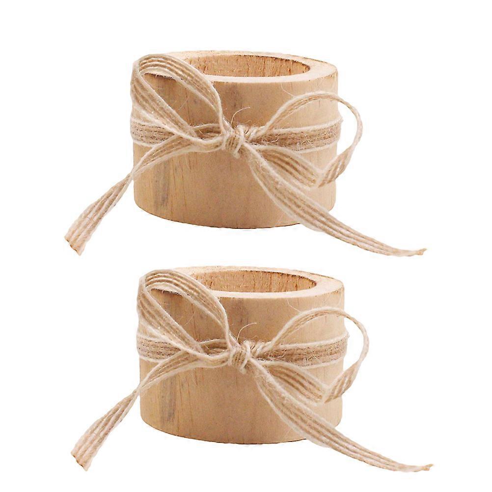 Wooden Candlestick Holder For Home Decoration Chic Cylinder Stand Approx. 6 X 6 X 4.2Cm Candle Support 2Pcs