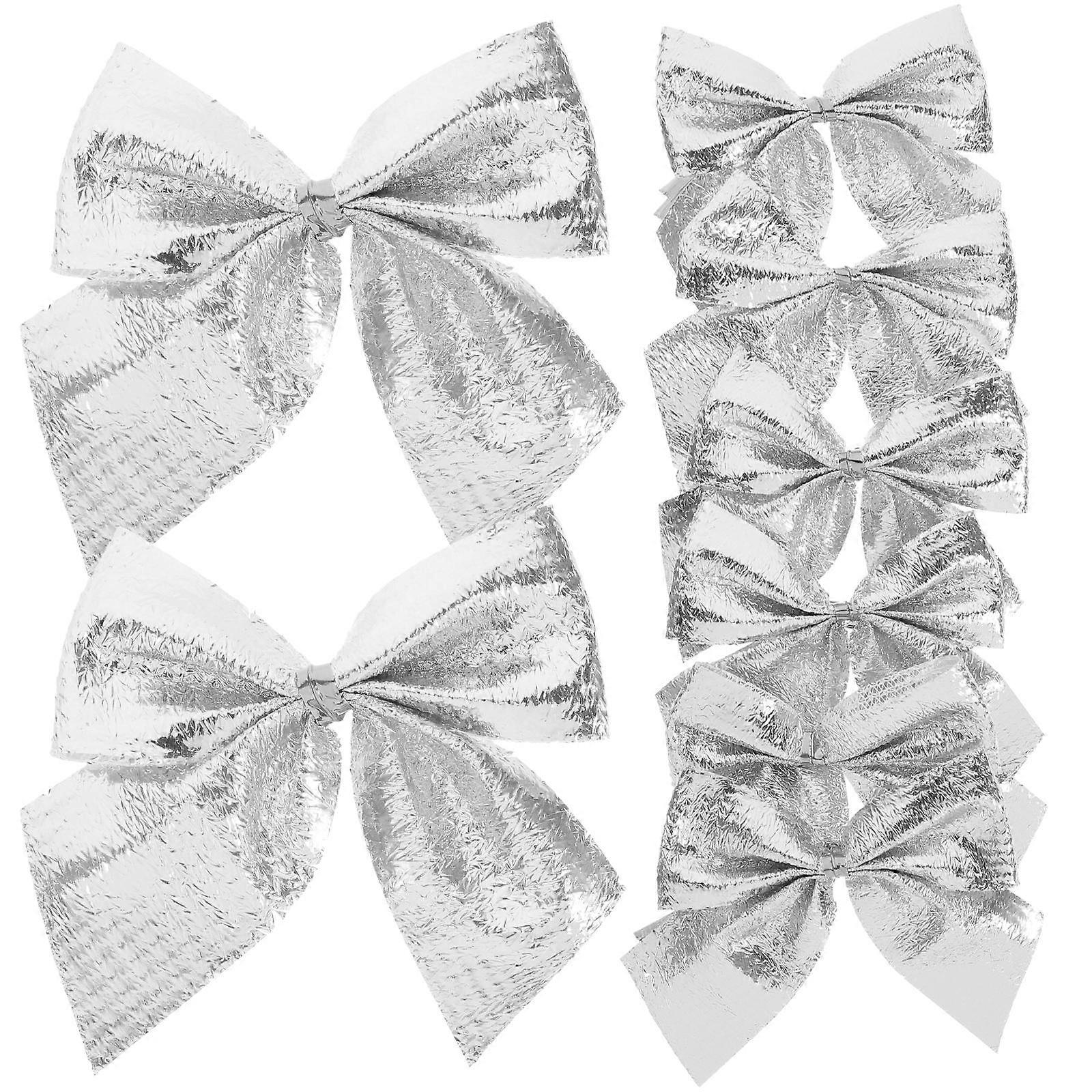 Christmas Bow Decor for Tree Hanging 600Pcs Silver Bows Set