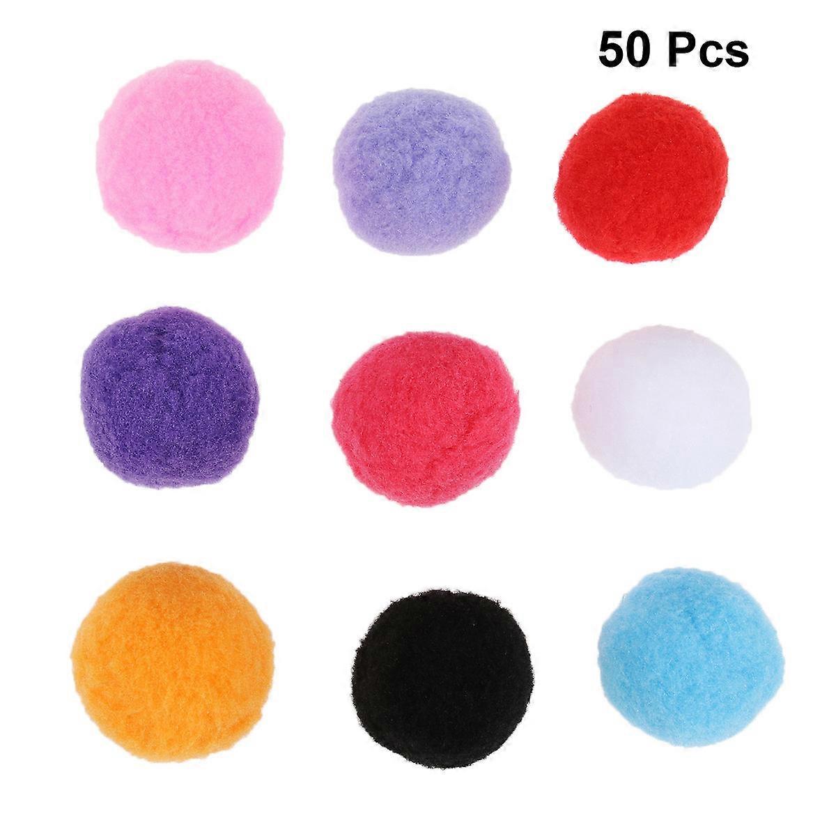 Pom Poms for Craft Fluffy Balls Decoration 50Pcs Assorted Color Kitten Toys