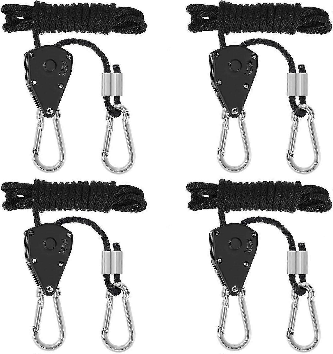 4 Pcs Ratchet Ropes With Hooks For Lamp Or Plants, Adjustable Hook Rope 180cm Long (2 Pair)