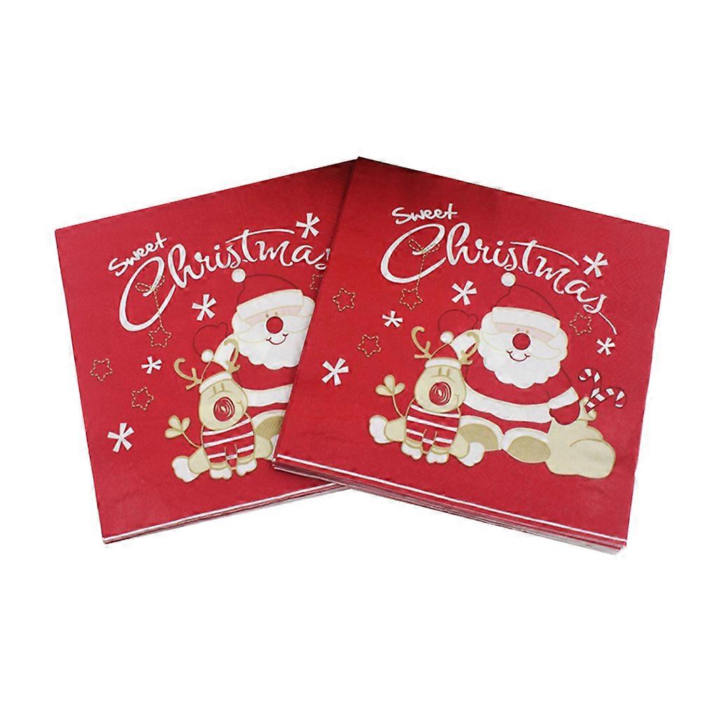 Tissue Napkins Santa Claus Pattern for Party Use 60Pcs Red