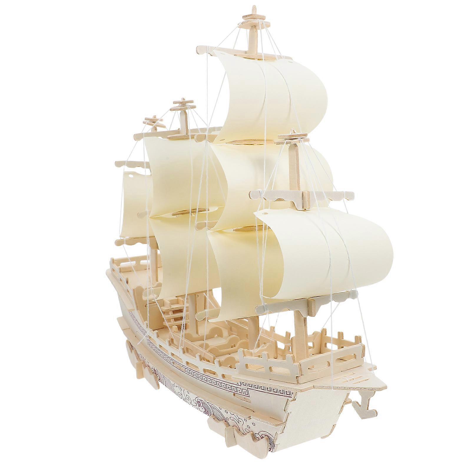 Building Model Kit Sailing Ship Nautical Ship Decor Wood Multi Handcraft Assembly 1Set