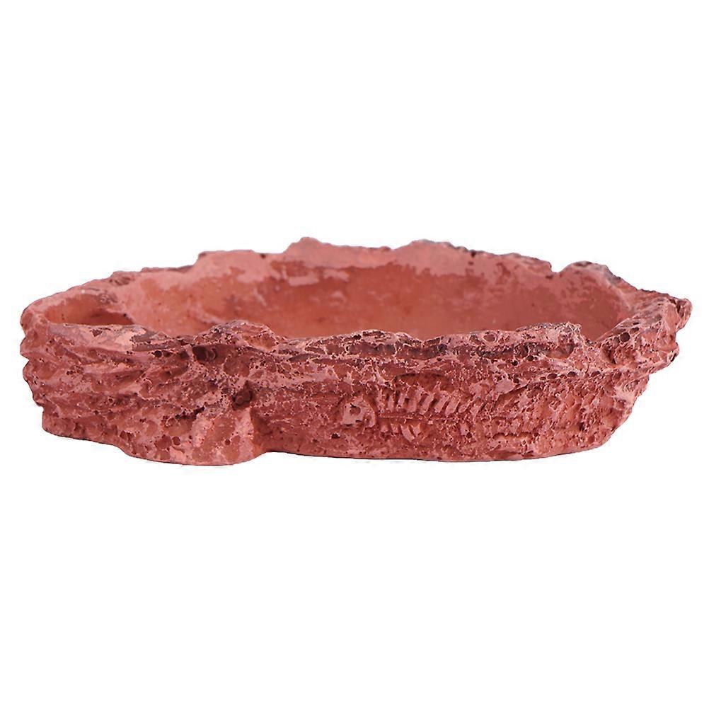 Pet Eating Bowl Resin Reptiles Feeder for Storage Use 3Pcs Dark Red