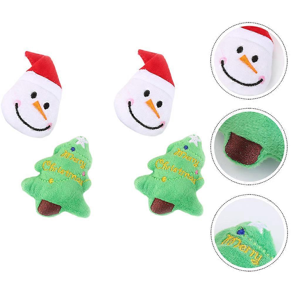 Bite-Resistant Plush Toys 4Pcs For Pets Christmas Theme Soft Material 8x6cm Size