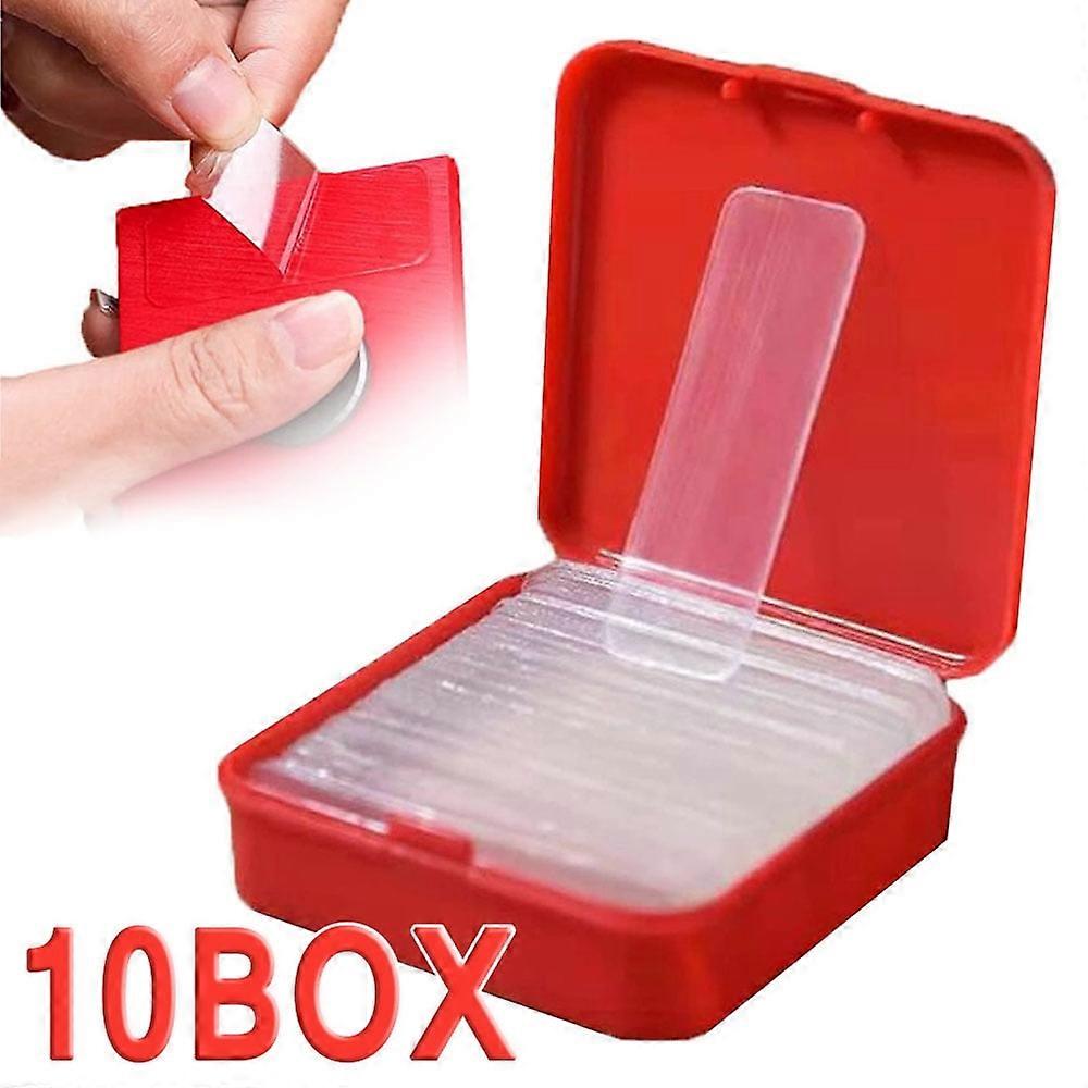 Double Sided Clear Removable Tape with Storage Box, Traceless Washable Grip Tape for Photo Walls, Posters, Floors, Carpets (60Pcs/Box, 10 Boxes)