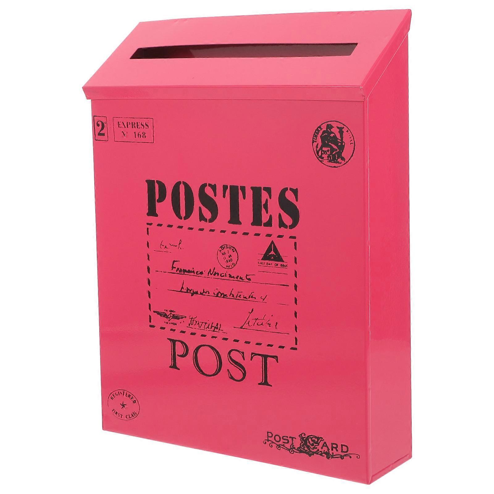 Iron Post Box Wall Mount Mailbox for Institution Use Rosy Color 2Pcs