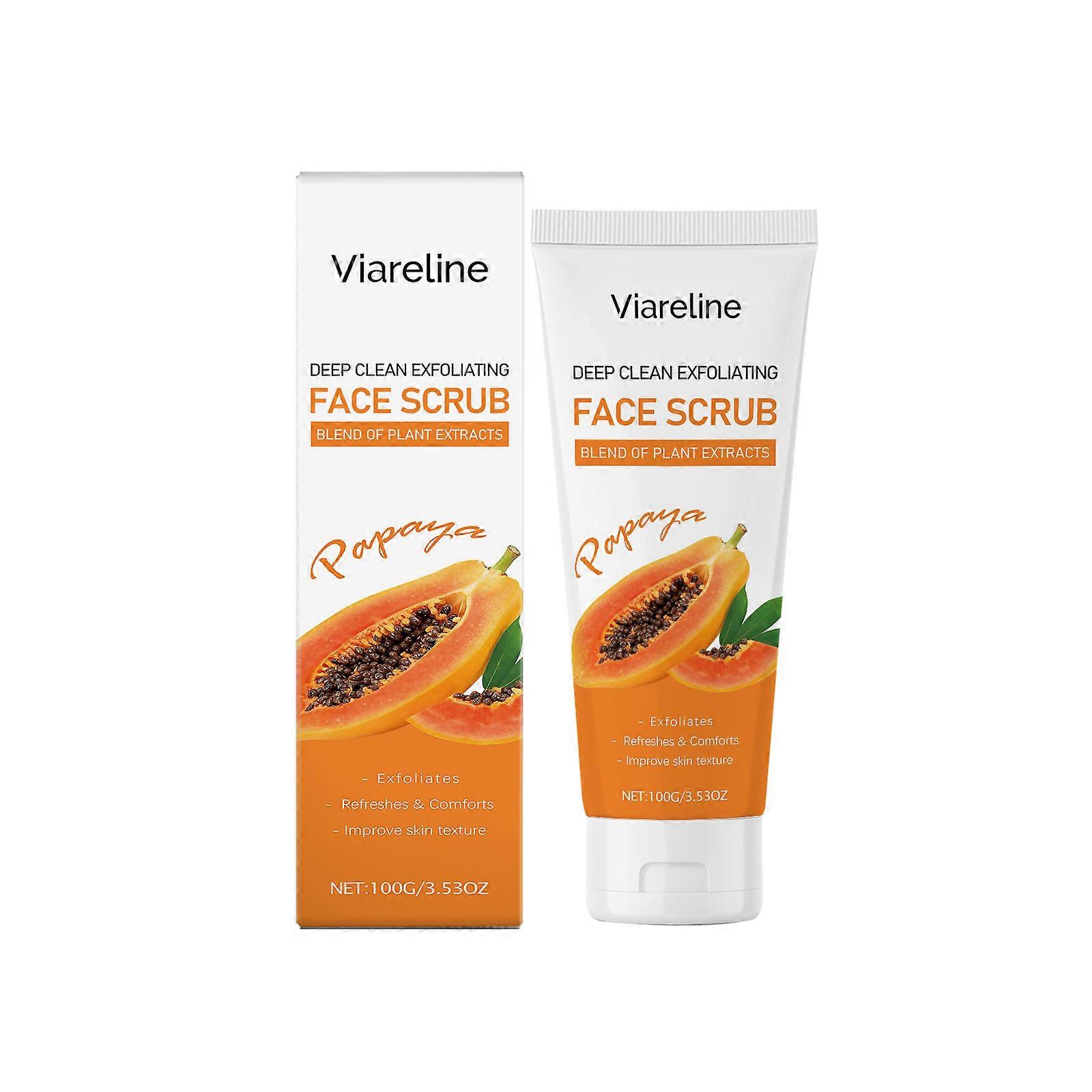 Viarelin Papaya Facial Scrub Deeply Cleanses The Skin's Stratum Corneum, Softening, Nourishing, Moisturizing And Hydrating The Skin