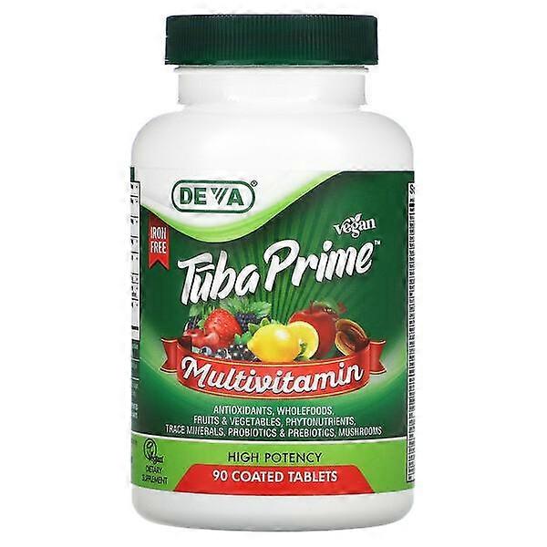 Deva, Tuba Prime Vegan Multivitamin, Iron Free, High Potency, 90 Coated Tablets