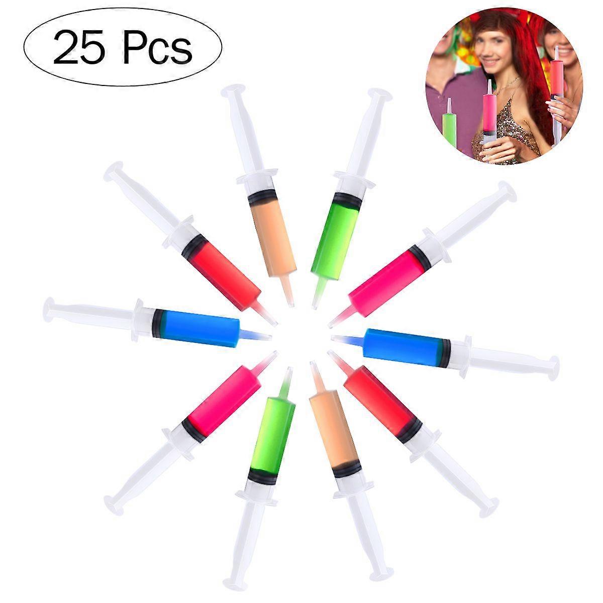 BESTONZON 25PCS  Shot Syringes with Caps Reusable Perfect for Halloween Tailgates and Bachelor Parties (60ml)
