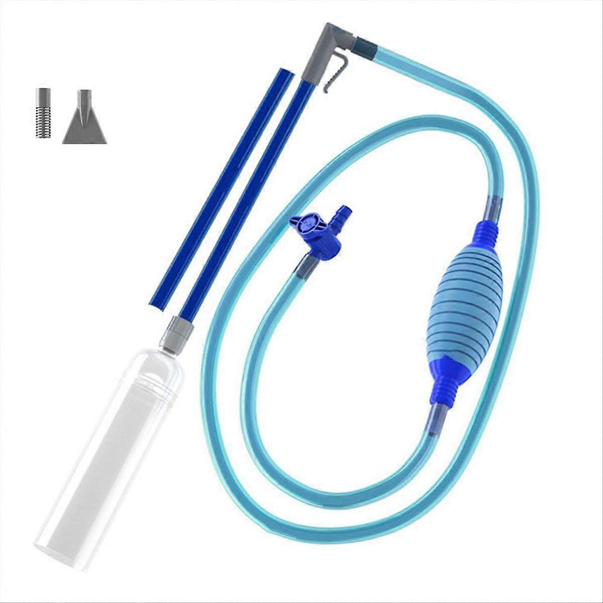 Handheld Pool Vacuum with Valve Manual Handheld SpaVac with 2 Nozzle Adapters for Dirt Grass and Other Debris,Blue