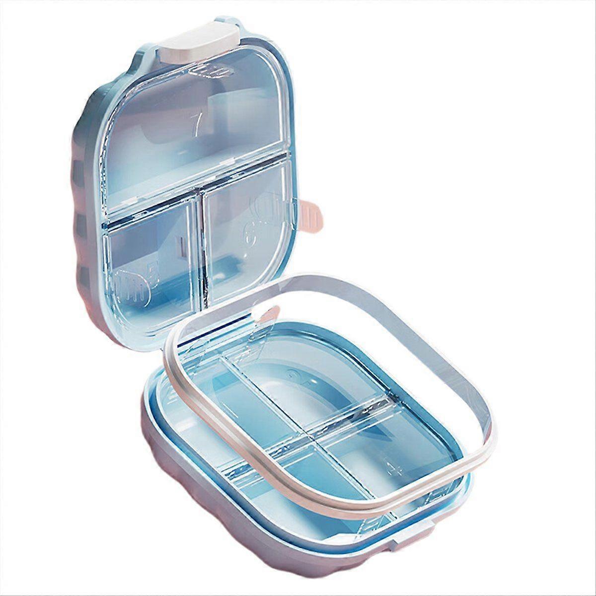 Mini Portable Medicine Box Daily Pill Organizer Three Meals Home Use Carry-on Weekly Seven Days Pill Container Blue