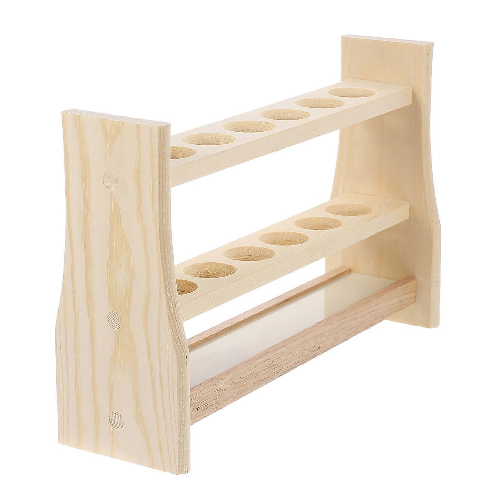 Light Brown Wooden Test Tube Rack for Laboratory with 1Pcs Practical Stand