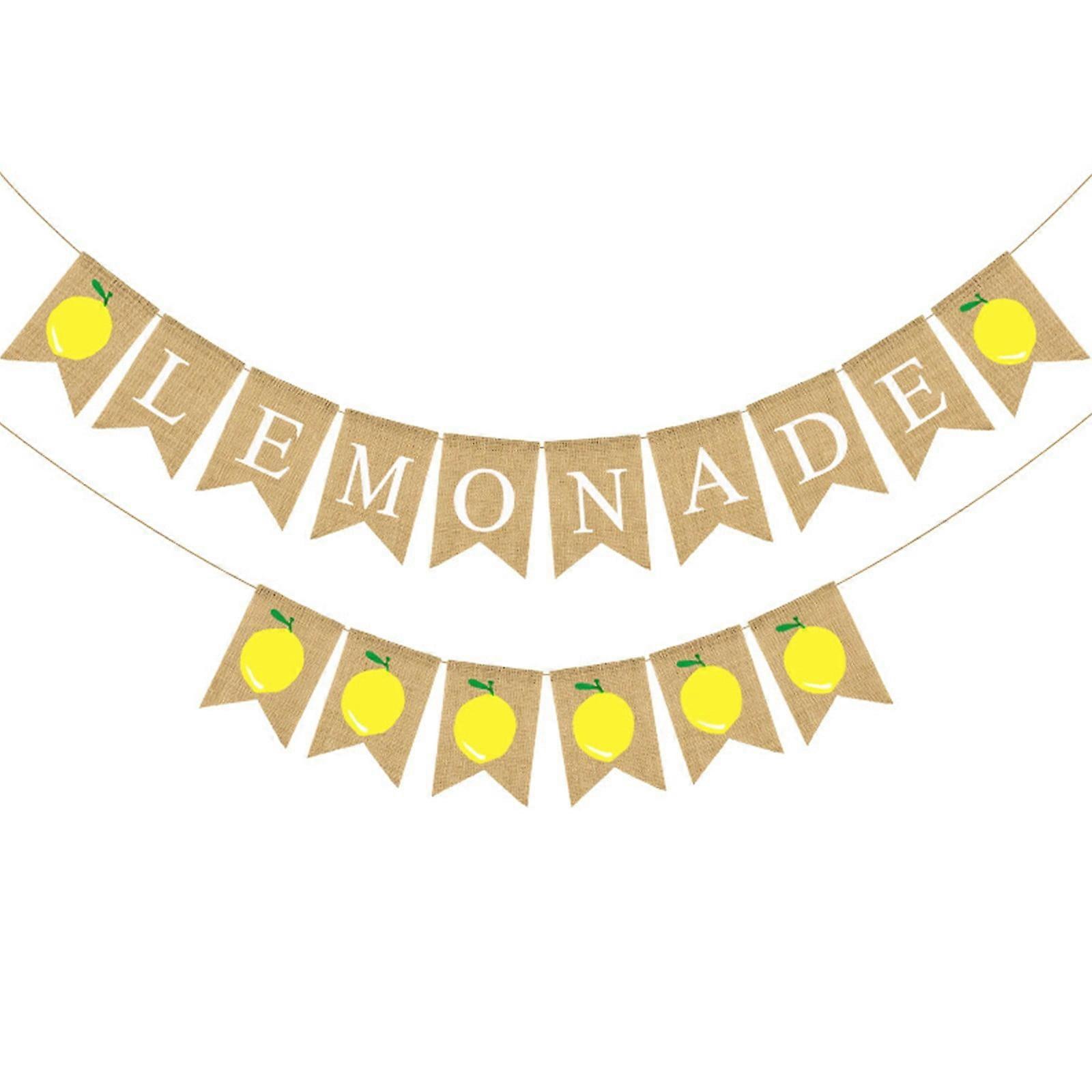 Zriyin Burlap Lemonade Banner Lemonade Stand Decorations for Lemon Theme Party Decor,LEMONADE+LEMON