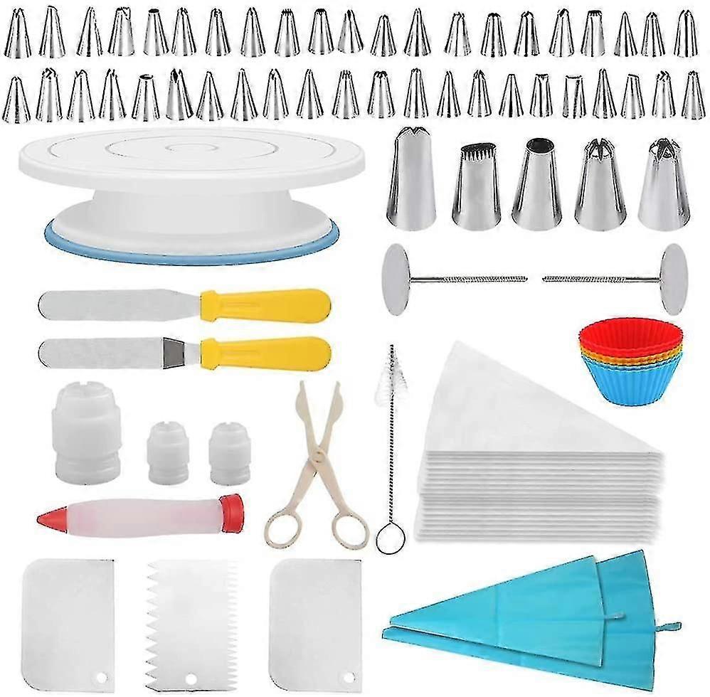100pcs Cake Decorating Set | Cake Turntable Rotating Stand | 2 Icing