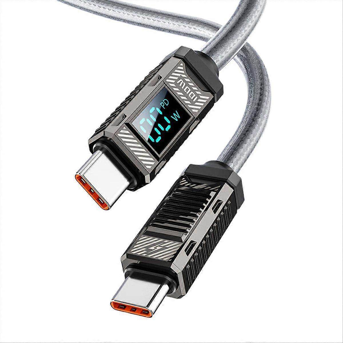 2m Type C to Type C Cable 100W Display Mechanical Data Cable Fast Charging USB C to USB C Cable for